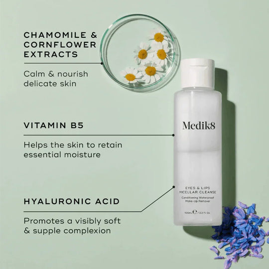 Medik8 - Eye & Lips Micellar Cleanse 100ml - Ascent Luxury Cosmetics